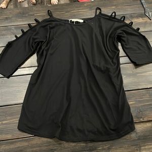 BLACK shirt with open shoulders